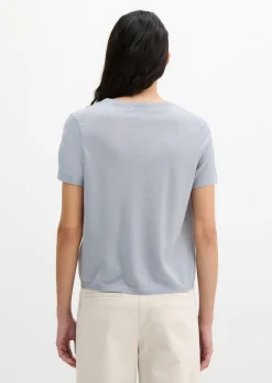 Kurzarm-Pullover regular aus weichem Merinowolle-Viskose-Mix