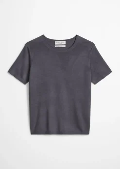 Kurzarm-Pullover regular aus weichem Merinowolle-Viskose-Mix