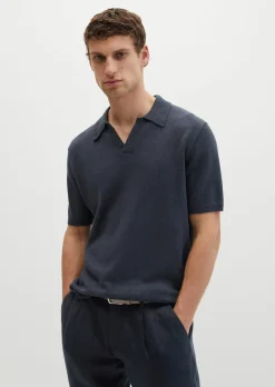 Kurzarm-Pullover regular aus Bio-Baumwolle und Leinen