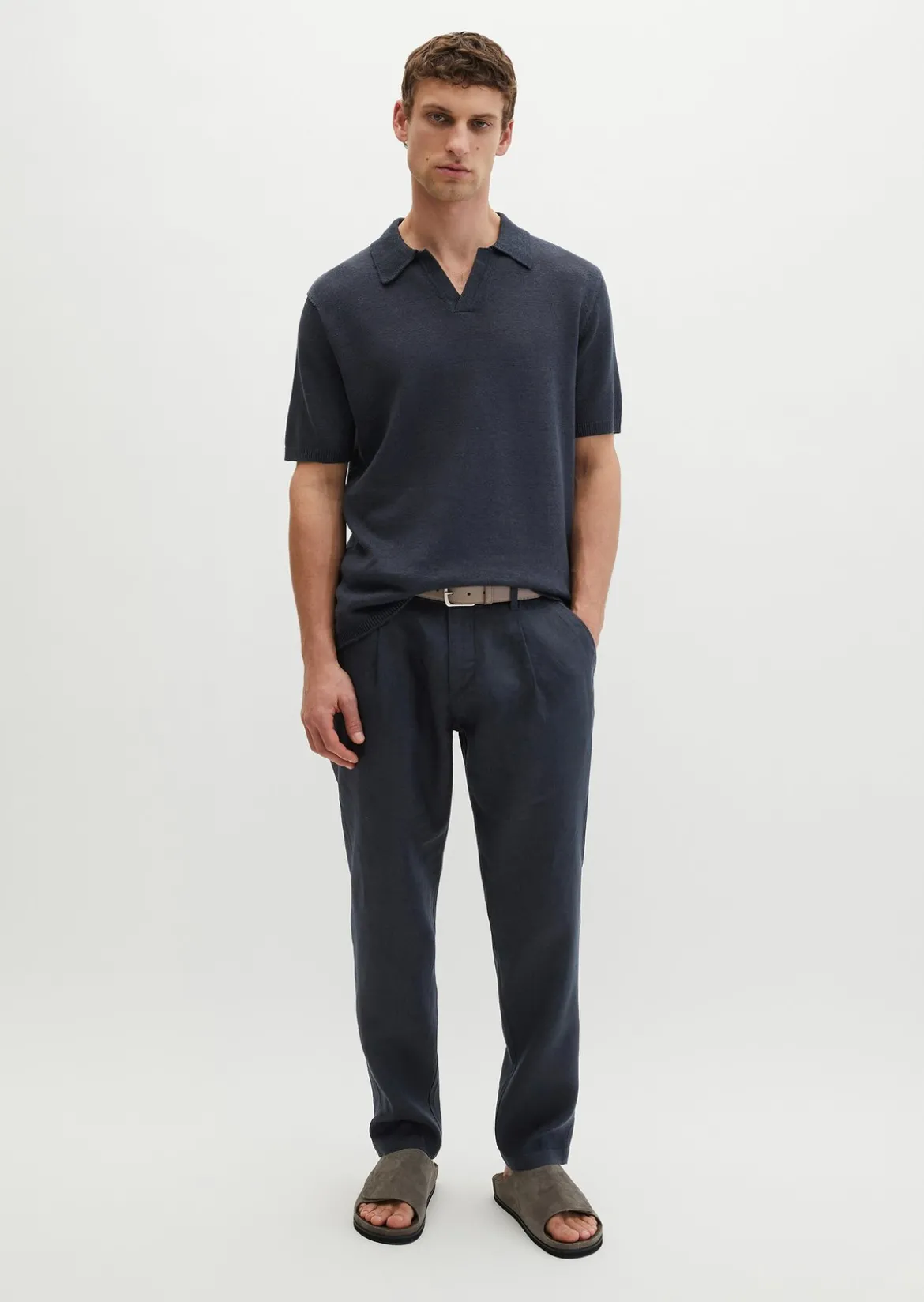 Kurzarm-Pullover regular aus Bio-Baumwolle und Leinen