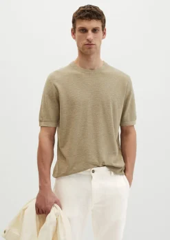 Kurzarm-Pullover regular aus Bio-Baumwolle und Leinen