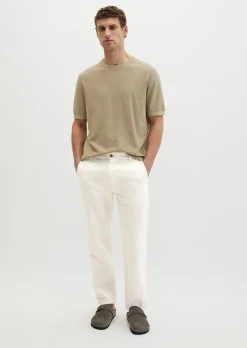 Kurzarm-Pullover regular aus Bio-Baumwolle und Leinen