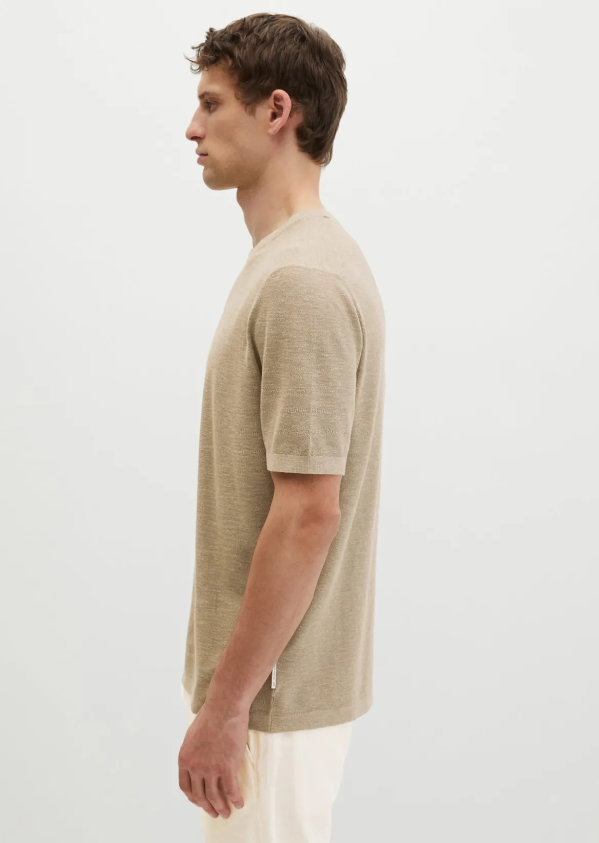 Kurzarm-Pullover regular aus Bio-Baumwolle und Leinen