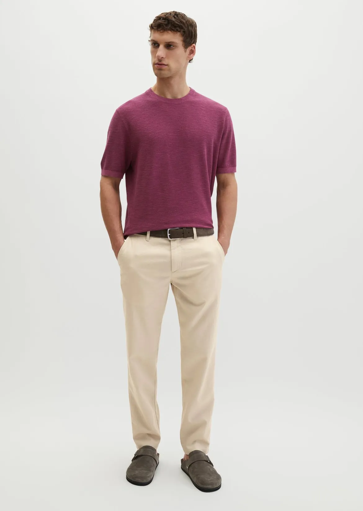 Kurzarm-Pullover regular aus Bio-Baumwolle und Leinen