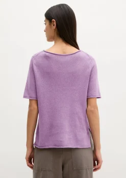 Kurzarm-Pullover regular aus Organic Cotton-Leinen-Mix