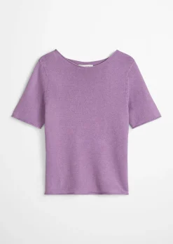 Kurzarm-Pullover regular aus Organic Cotton-Leinen-Mix