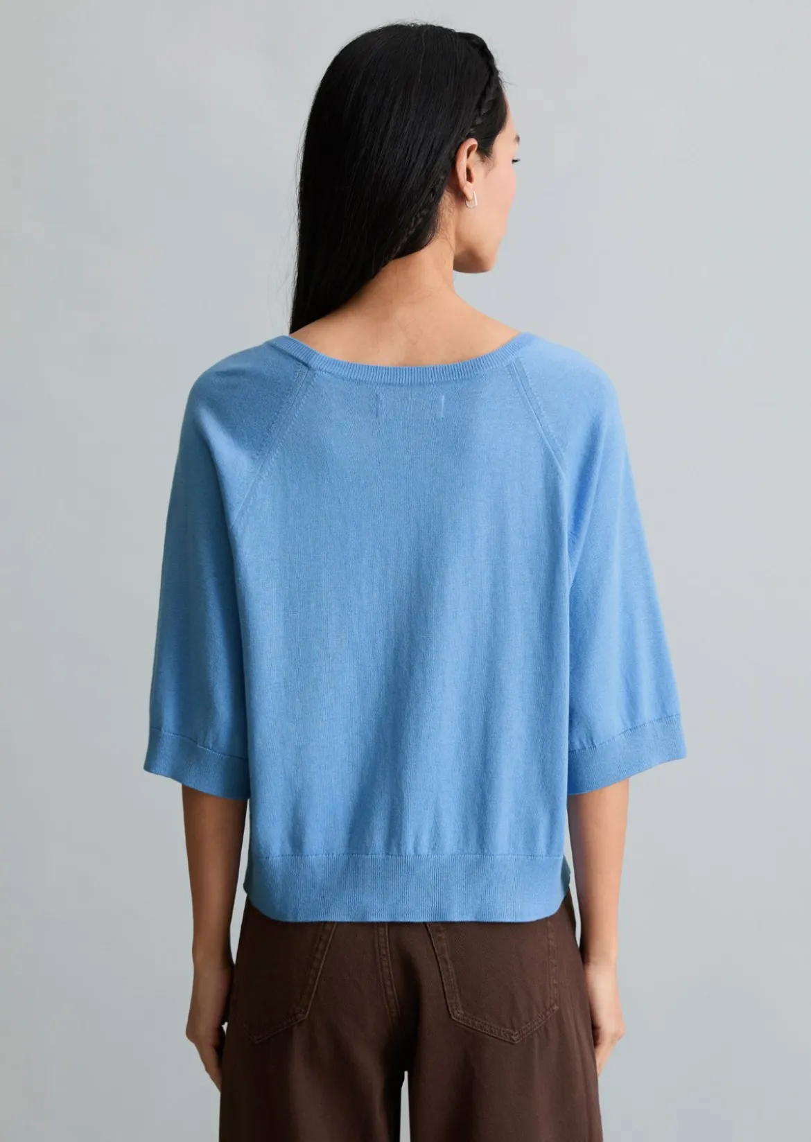 Kurzarm-Pullover relaxed aus weichem Organic-Cotton-Modal-Mix