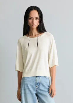 Kurzarm-Pullover relaxed aus weichem Organic-Cotton-Modal-Mix