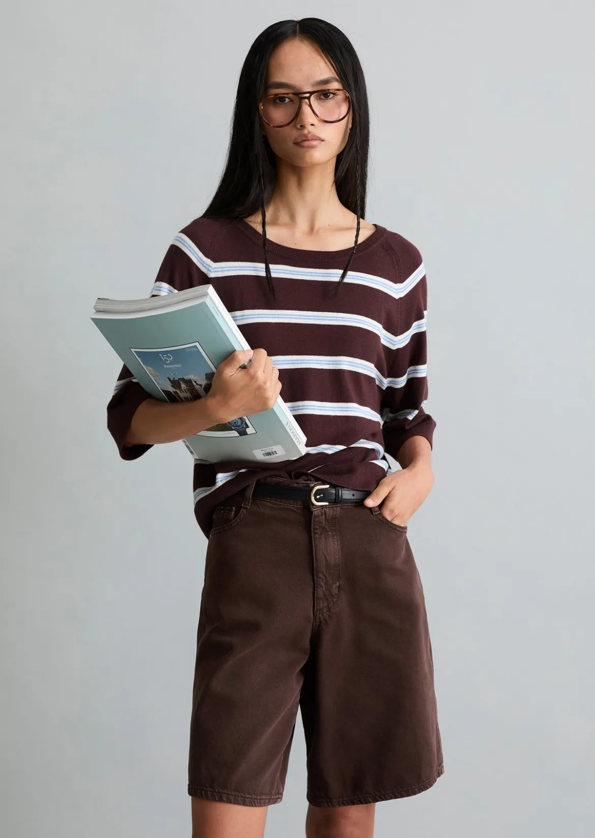 Kurzarm-Pullover relaxed aus weichem Organic-Cotton-Modal-Mix
