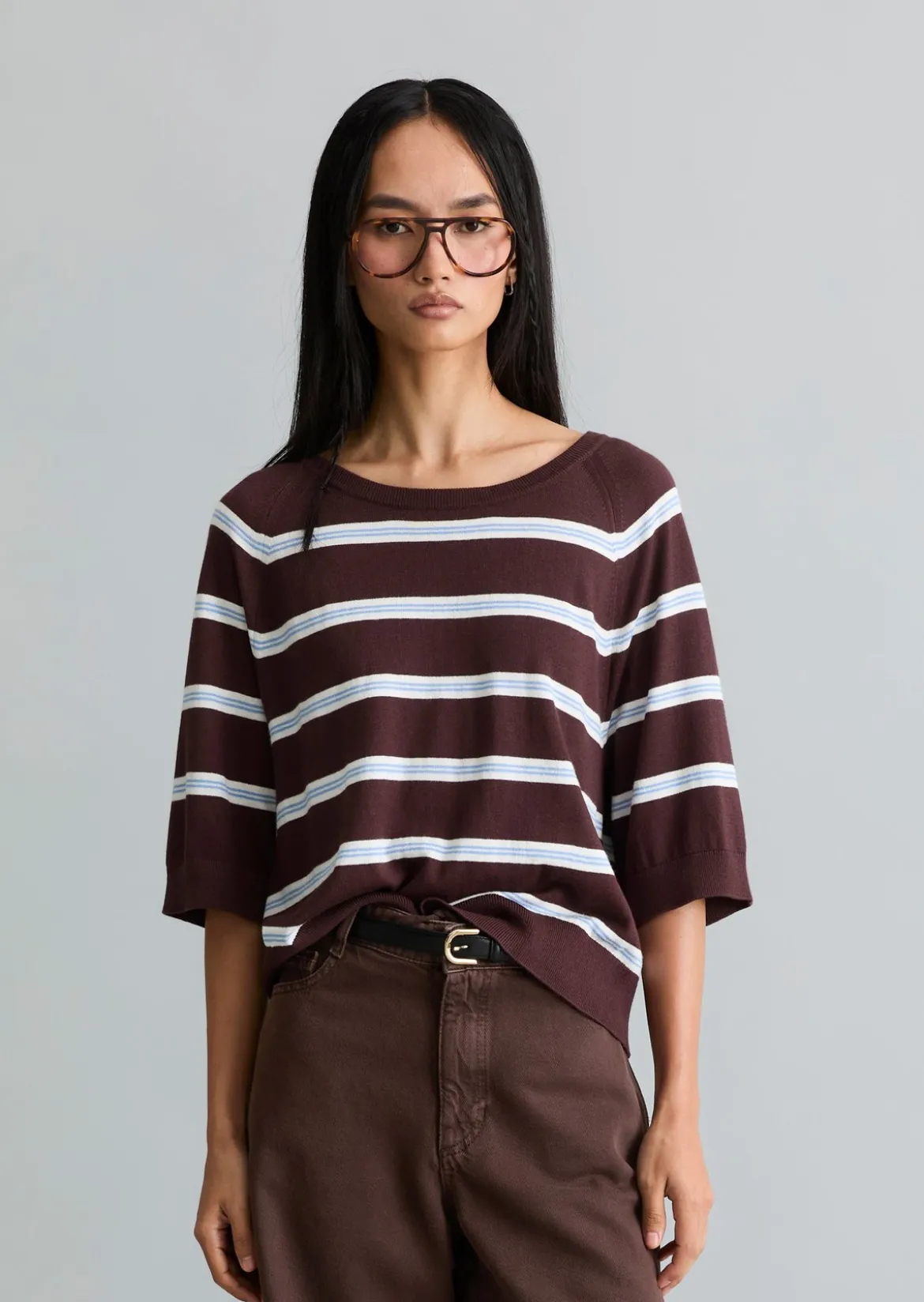 Kurzarm-Pullover relaxed aus weichem Organic-Cotton-Modal-Mix