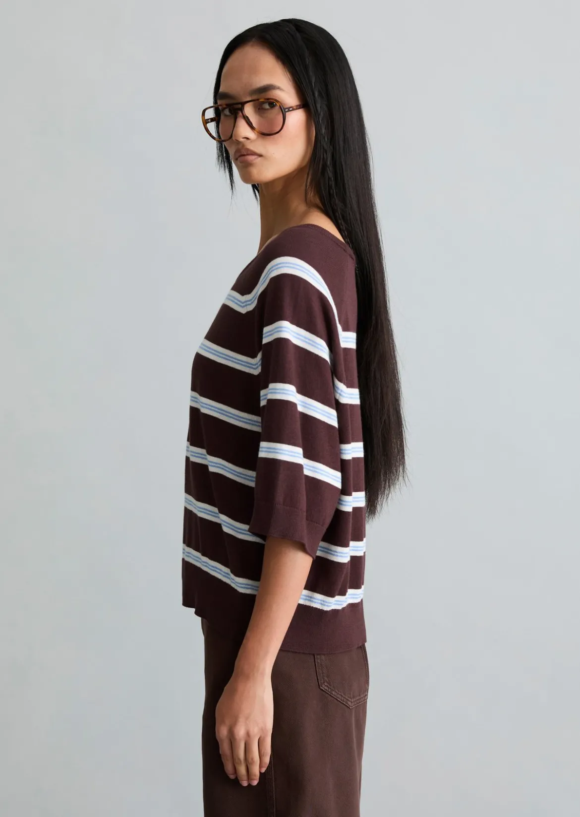 Kurzarm-Pullover relaxed aus weichem Organic-Cotton-Modal-Mix