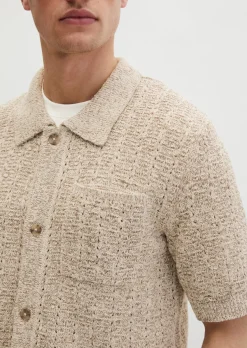 Kurzarm-Strickjacke regular aus lockerem Bändchengarn
