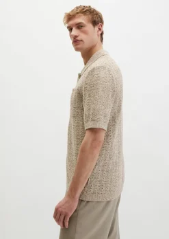 Kurzarm-Strickjacke regular aus lockerem Bändchengarn