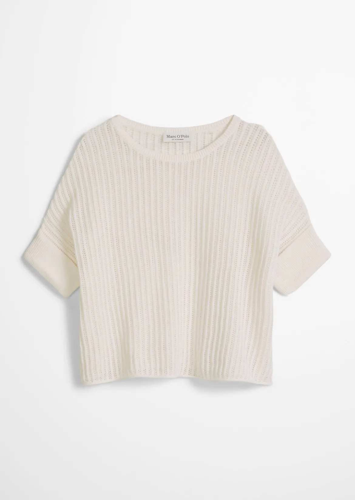 Kurzarm-Strickpullover boxy aus Organic Cotton-Leinen-Mix