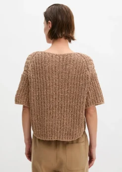 Kurzarm-Strickpullover boxy aus Bändchengarn