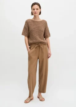 Kurzarm-Strickpullover boxy aus Bändchengarn