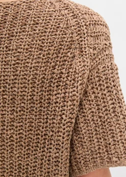 Kurzarm-Strickpullover boxy aus Bändchengarn