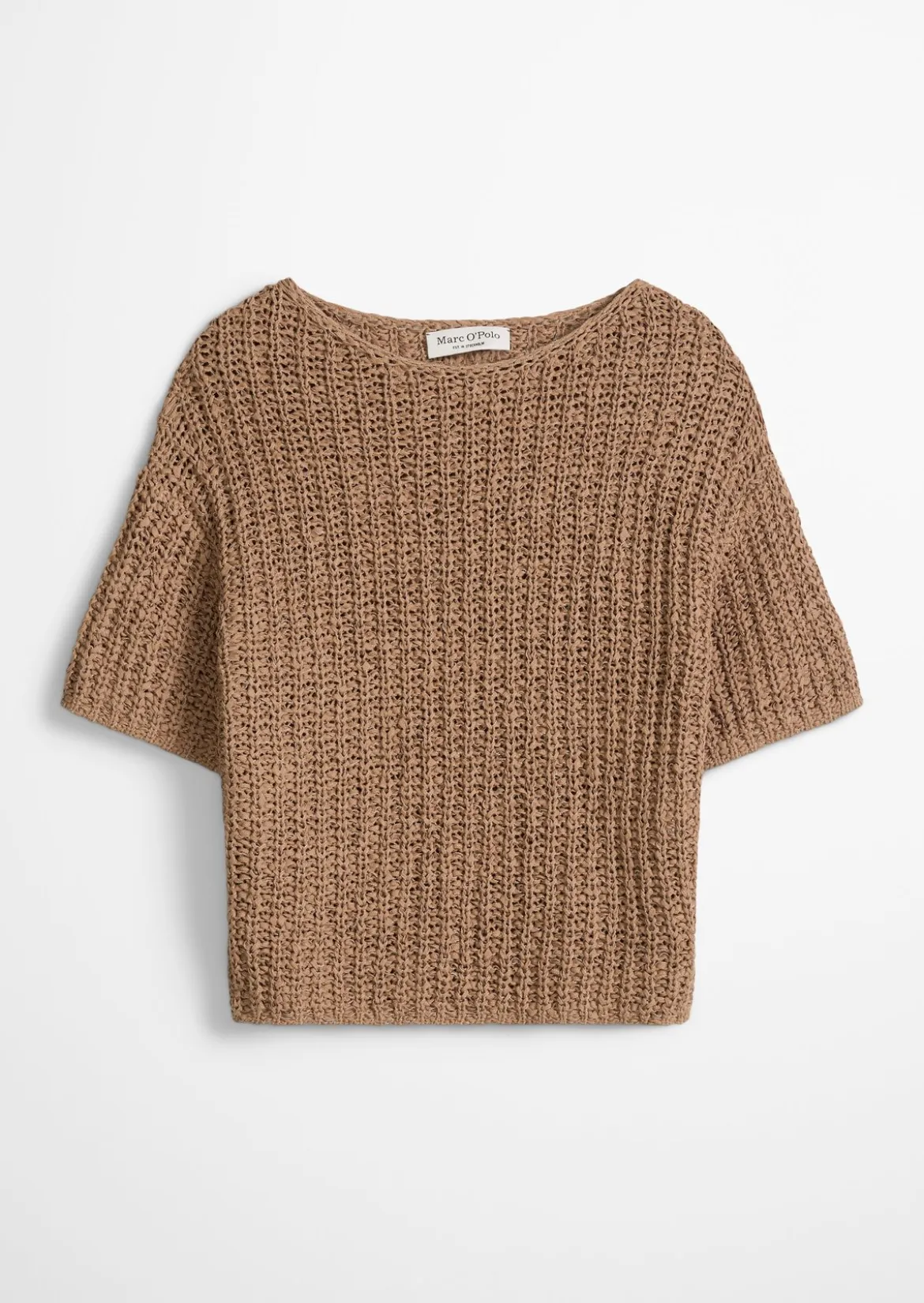 Kurzarm-Strickpullover boxy aus Bändchengarn