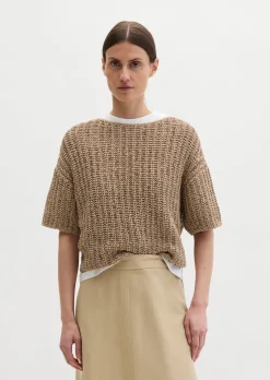 Kurzarm-Strickpullover boxy aus Bändchengarn