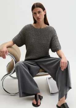 Kurzarm-Strickpullover boxy aus Bändchengarn