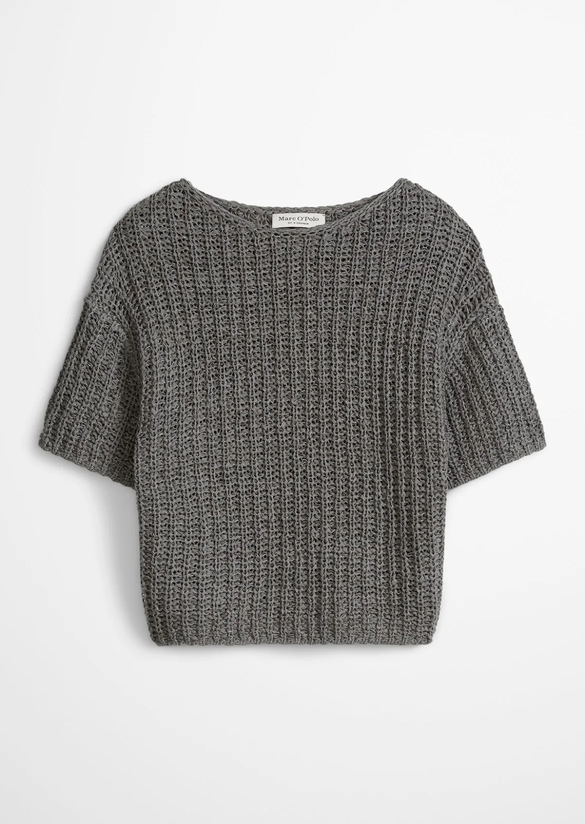 Kurzarm-Strickpullover boxy aus Bändchengarn
