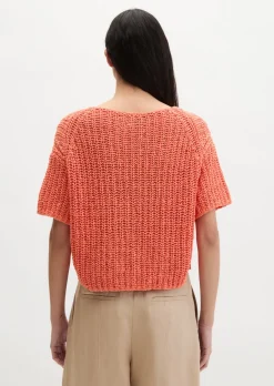 Kurzarm-Strickpullover boxy aus Bändchengarn