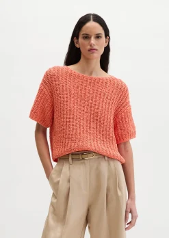 Kurzarm-Strickpullover boxy aus Bändchengarn