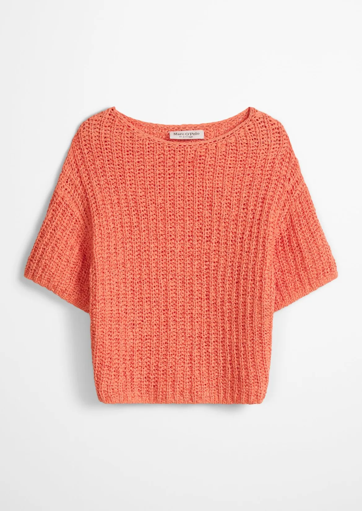 Kurzarm-Strickpullover boxy aus Bändchengarn