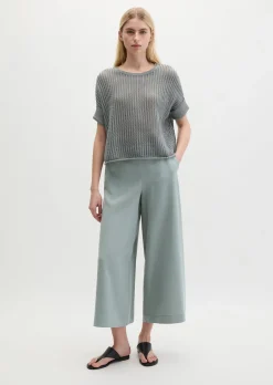 Kurzarm-Strickpullover boxy aus Organic Cotton-Leinen-Mix