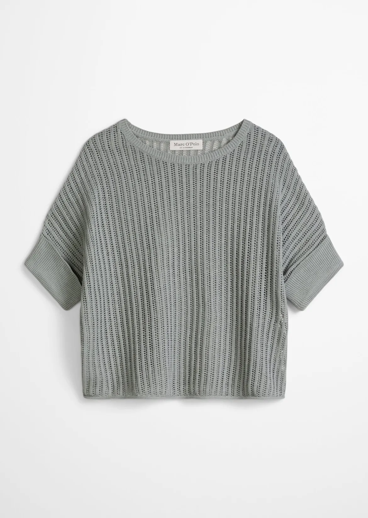 Kurzarm-Strickpullover boxy aus Organic Cotton-Leinen-Mix