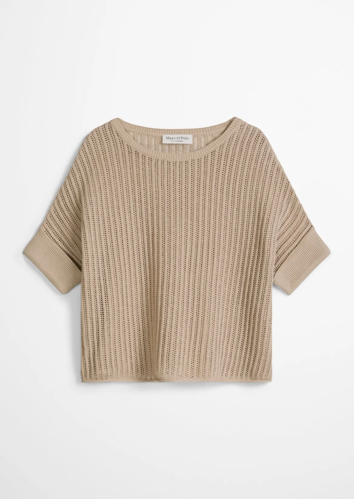 Kurzarm-Strickpullover boxy aus Organic Cotton-Leinen-Mix