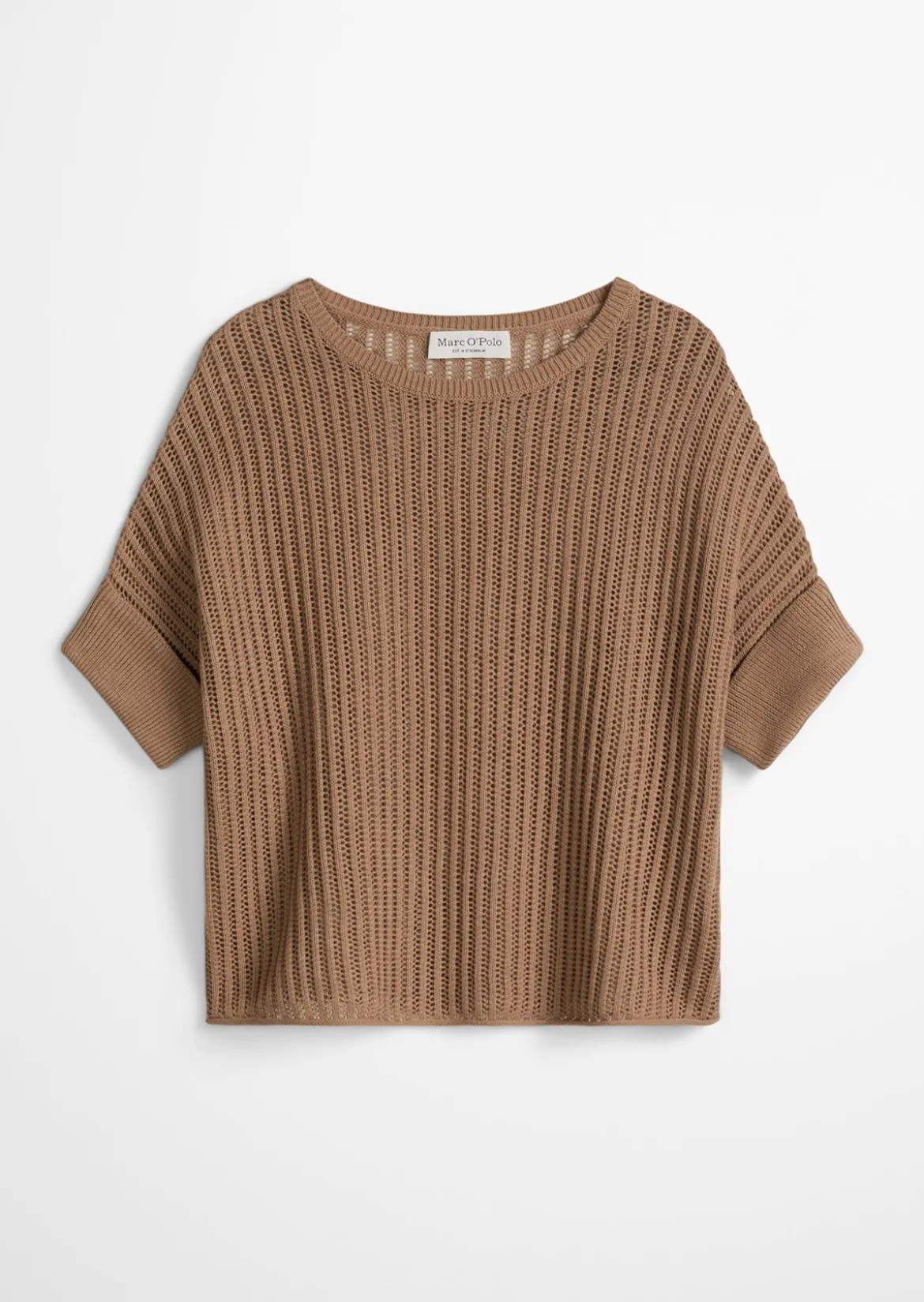 Kurzarm-Strickpullover boxy aus Organic Cotton-Leinen-Mix
