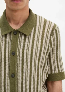 Kurzarm-Strickshirt regular aus Bio-Baumwolle und Leinen