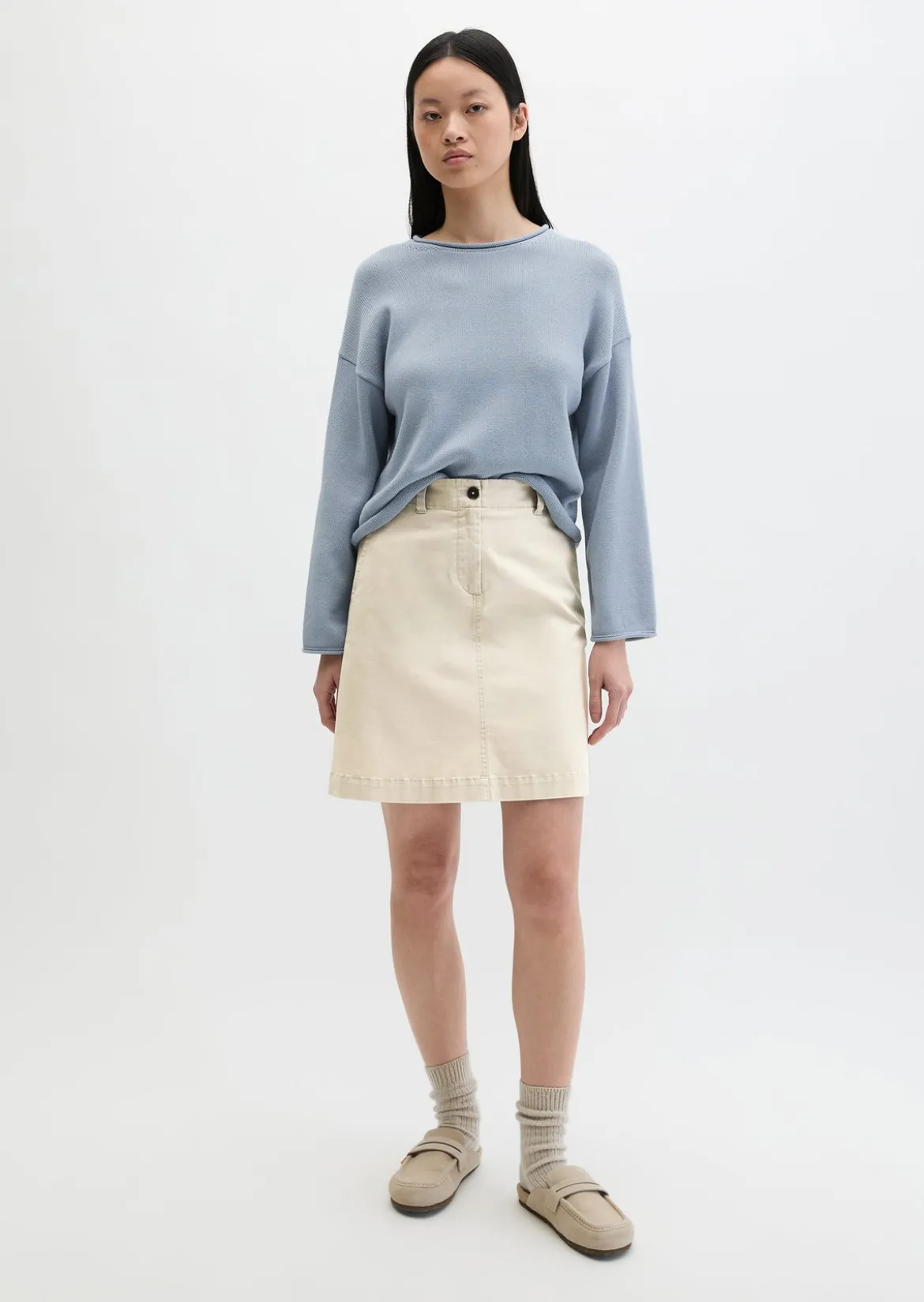 Kurzer Rock regular aus Brushed Cotton Twill