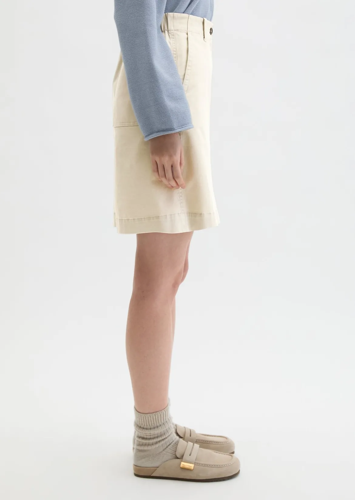 Kurzer Rock regular aus Brushed Cotton Twill