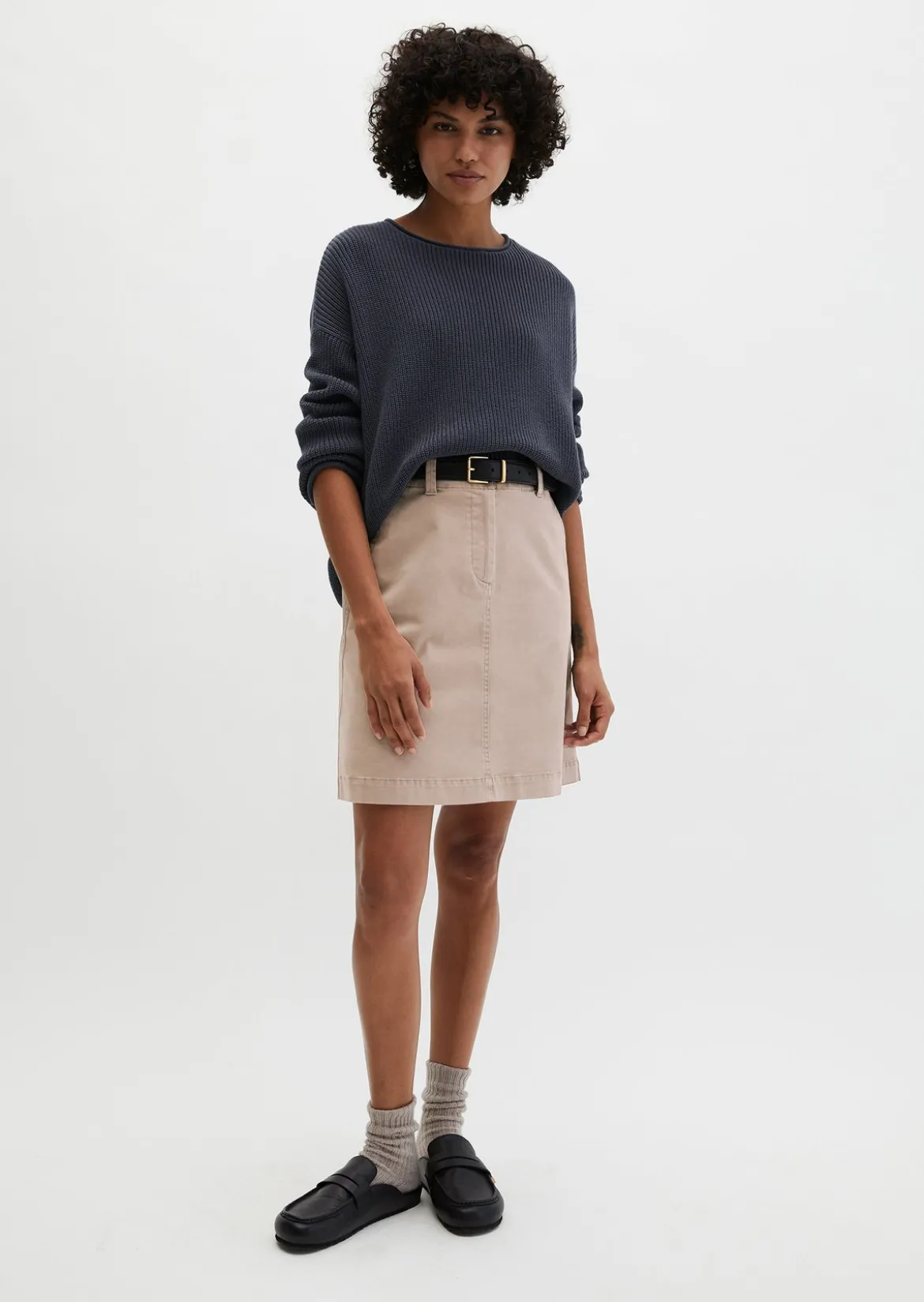 Kurzer Rock regular aus Brushed Cotton Twill