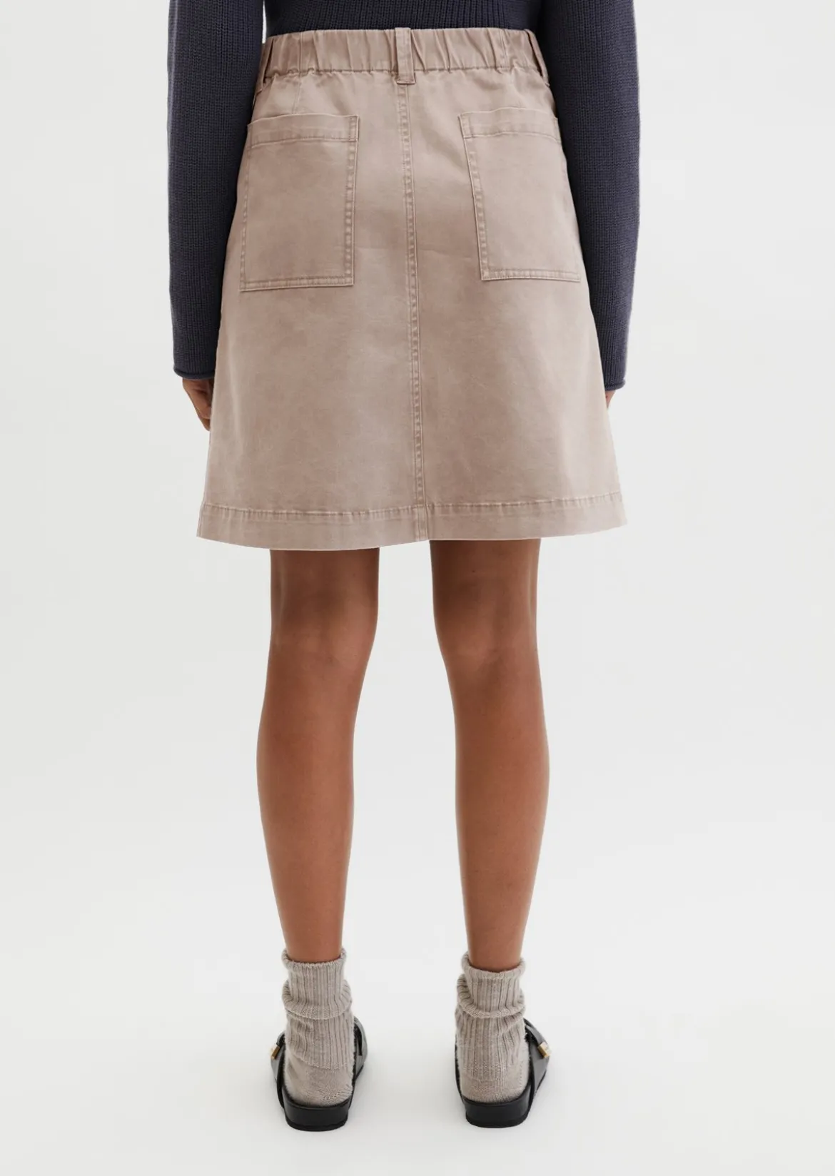 Kurzer Rock regular aus Brushed Cotton Twill