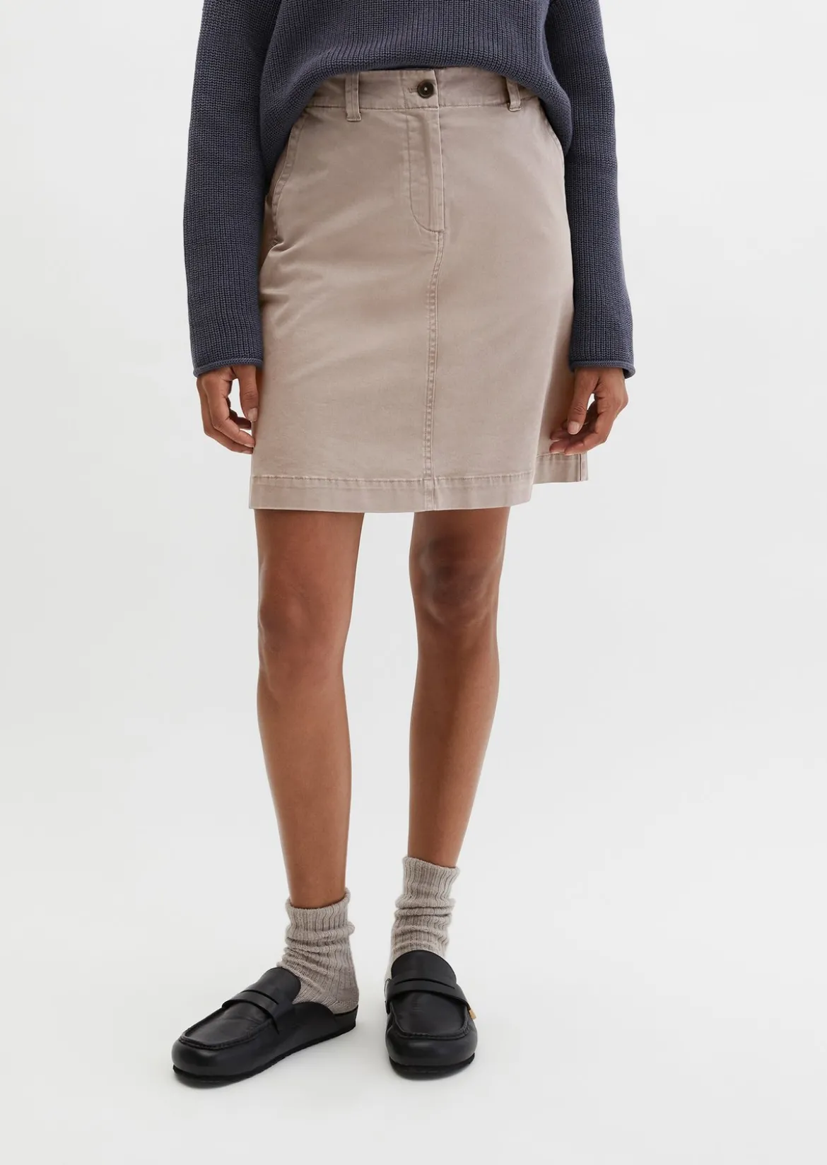 Kurzer Rock regular aus Brushed Cotton Twill
