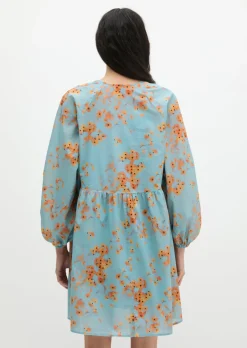 Kurzes Sommerkleid loose aus bedrucktem Baumwoll-Voile