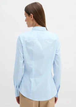 Langarm-Bluse in Stretch-Popeline-Qualität