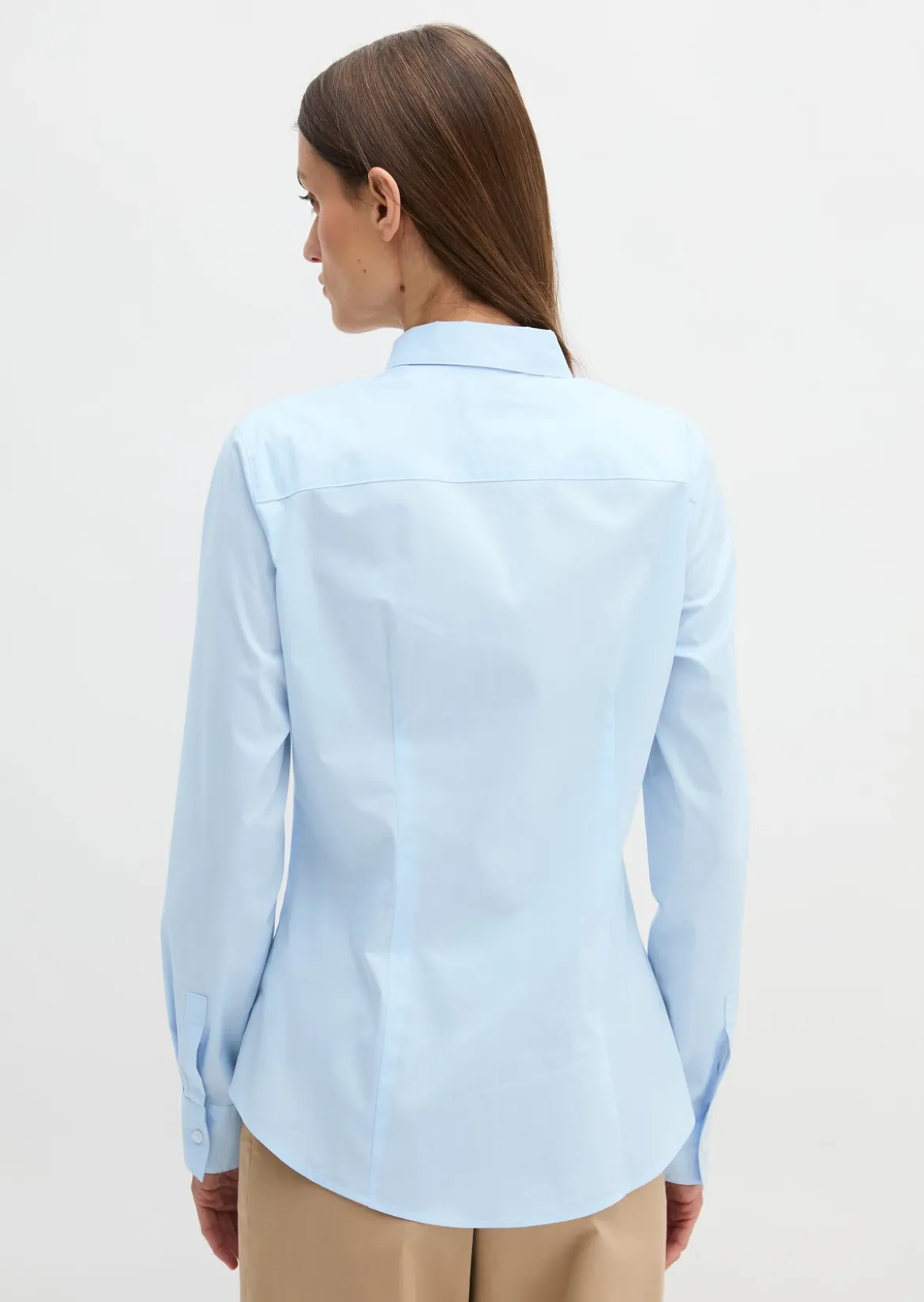 Langarm-Bluse in Stretch-Popeline-Qualität