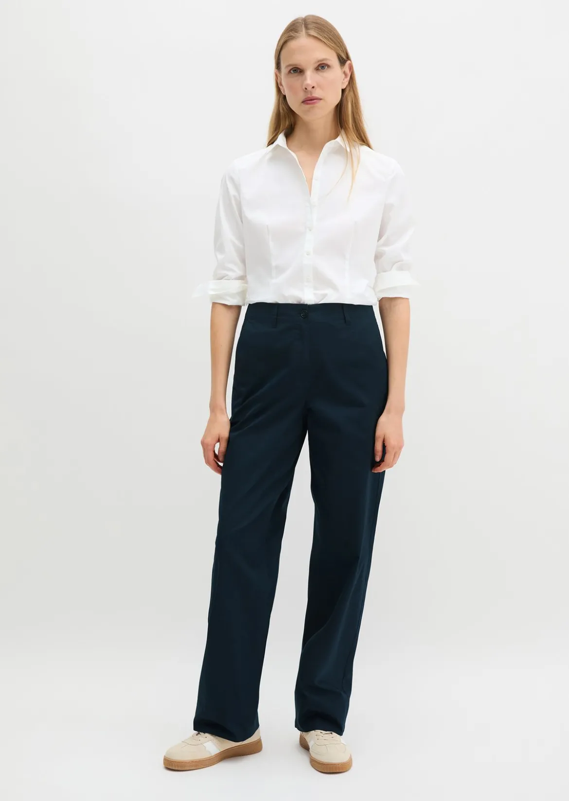 Langarm-Bluse in Stretch-Popeline-Qualität