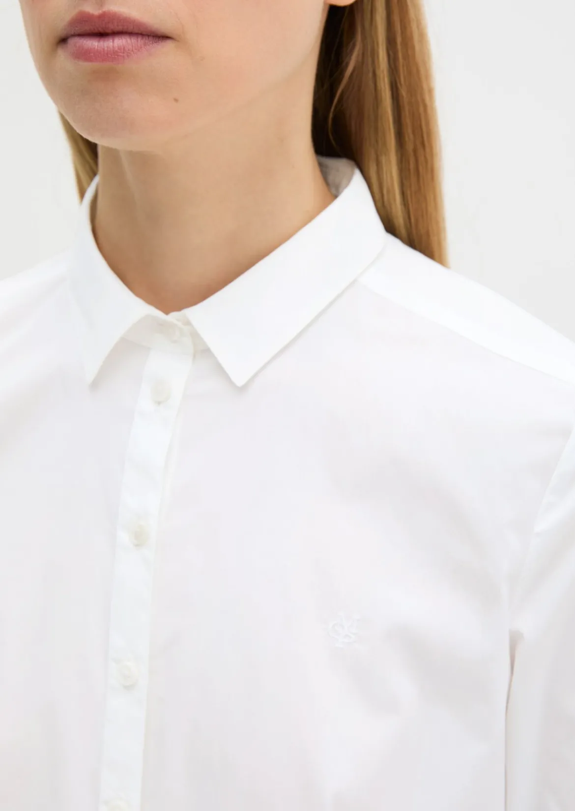Langarm-Bluse in Stretch-Popeline-Qualität