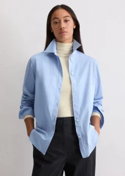 Langarm-Bluse regular aus Baumwoll-Premium-Popeline