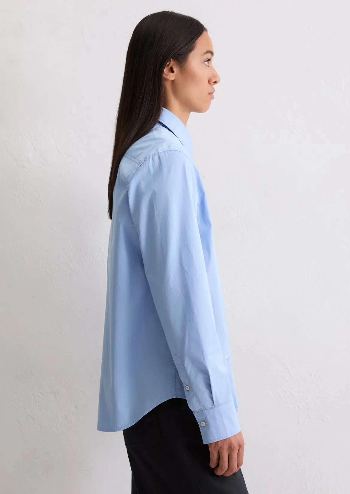 Langarm-Bluse regular aus Baumwoll-Premium-Popeline