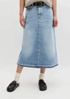 Langer Jeansrock A-Shape aus Rigid Denim ohne Elasthan