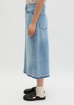 Langer Jeansrock A-Shape aus Rigid Denim ohne Elasthan
