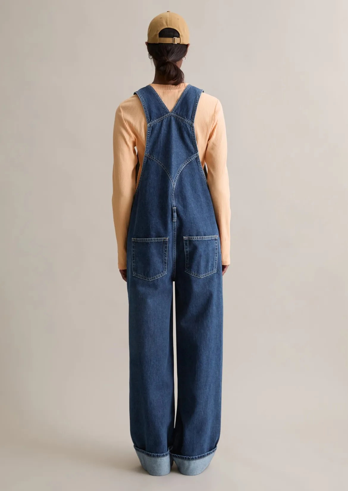 Latzhose relaxed aus Rigid Denim ohne Elasthan