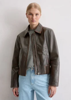 Lederblouson regular aus softem Lammleder in Vintage-Optik