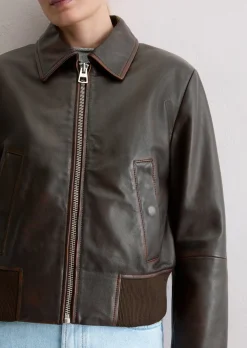 Lederblouson regular aus softem Lammleder in Vintage-Optik